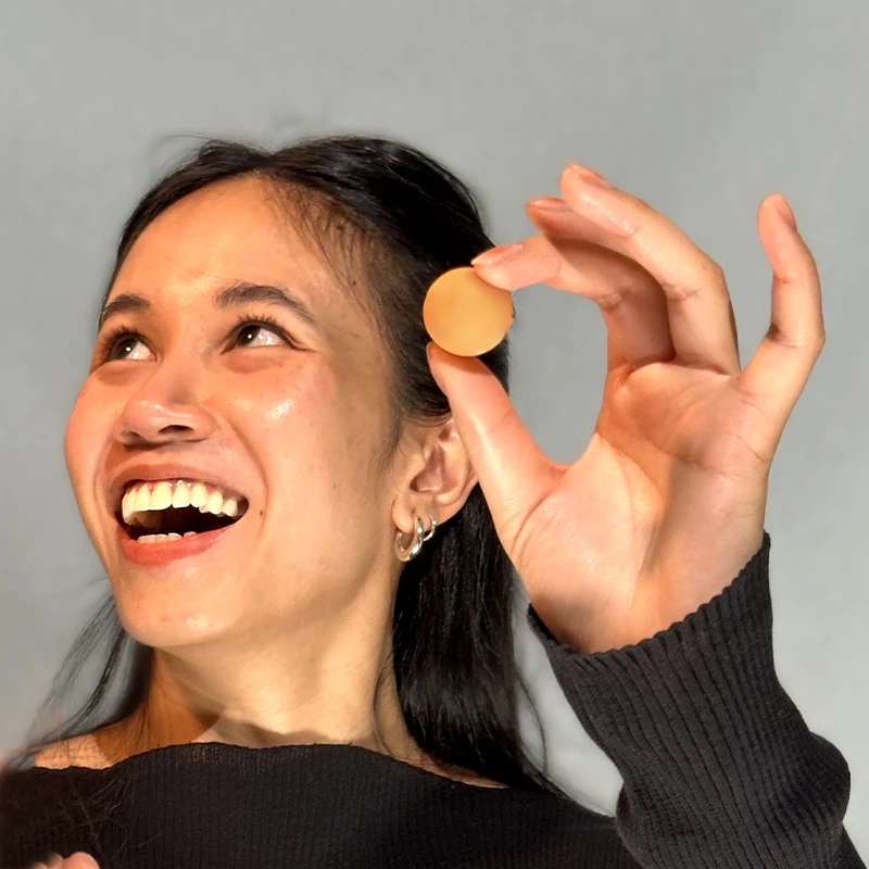 peeep bite held up by woman